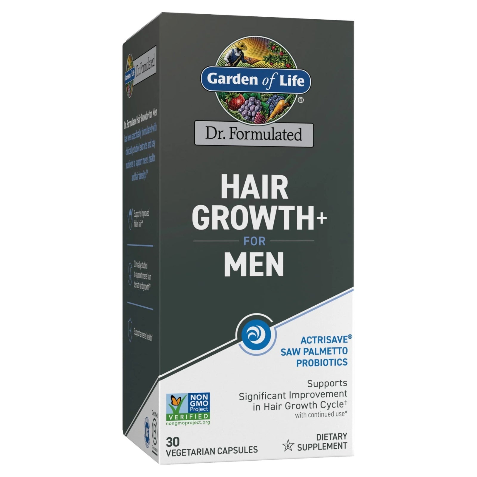 Garden of Life, Dr. Formulated, Hair Growth+ For Men, 30 Vegetarian Capsules UPC 658010134781 | HiLife Vitamins